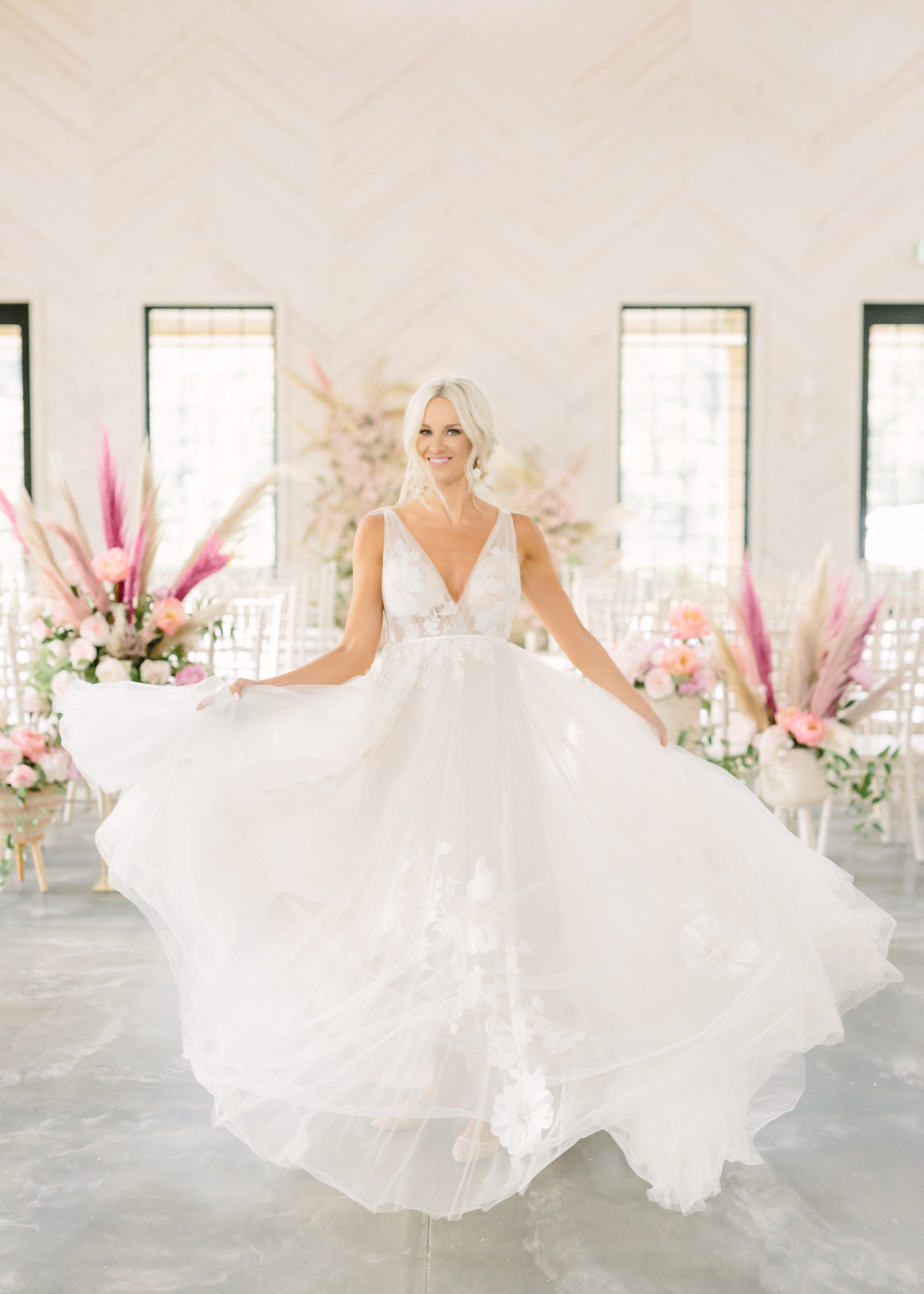 Bride in a white wedding dress