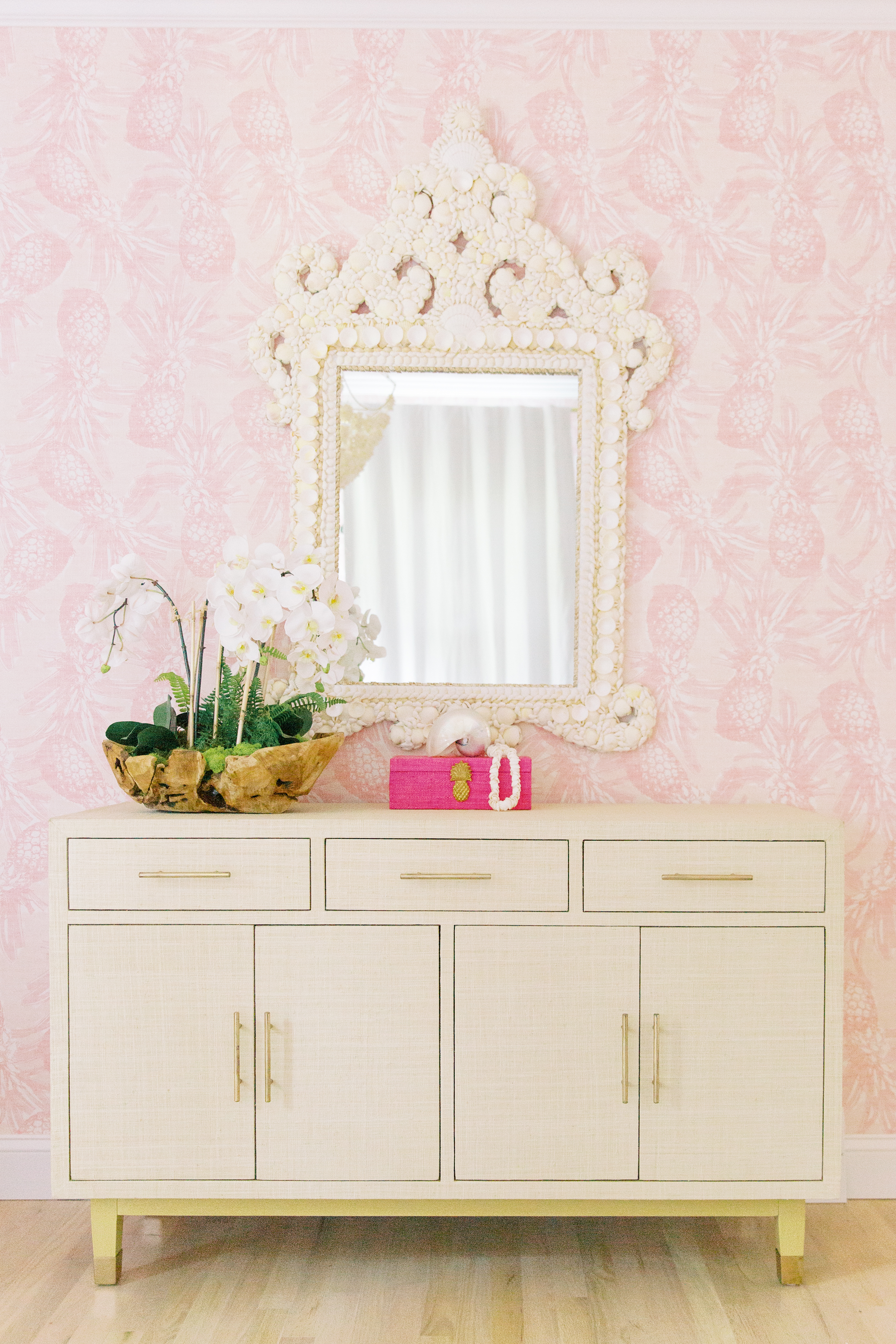 Pink and cream home interior