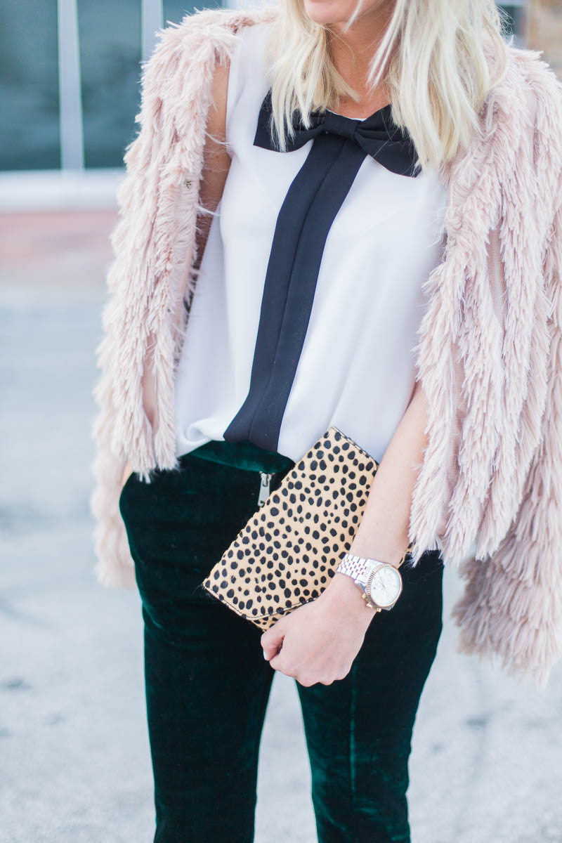 Green Velvet Pants + Blush Fringe Jacket - McKenna Bleu