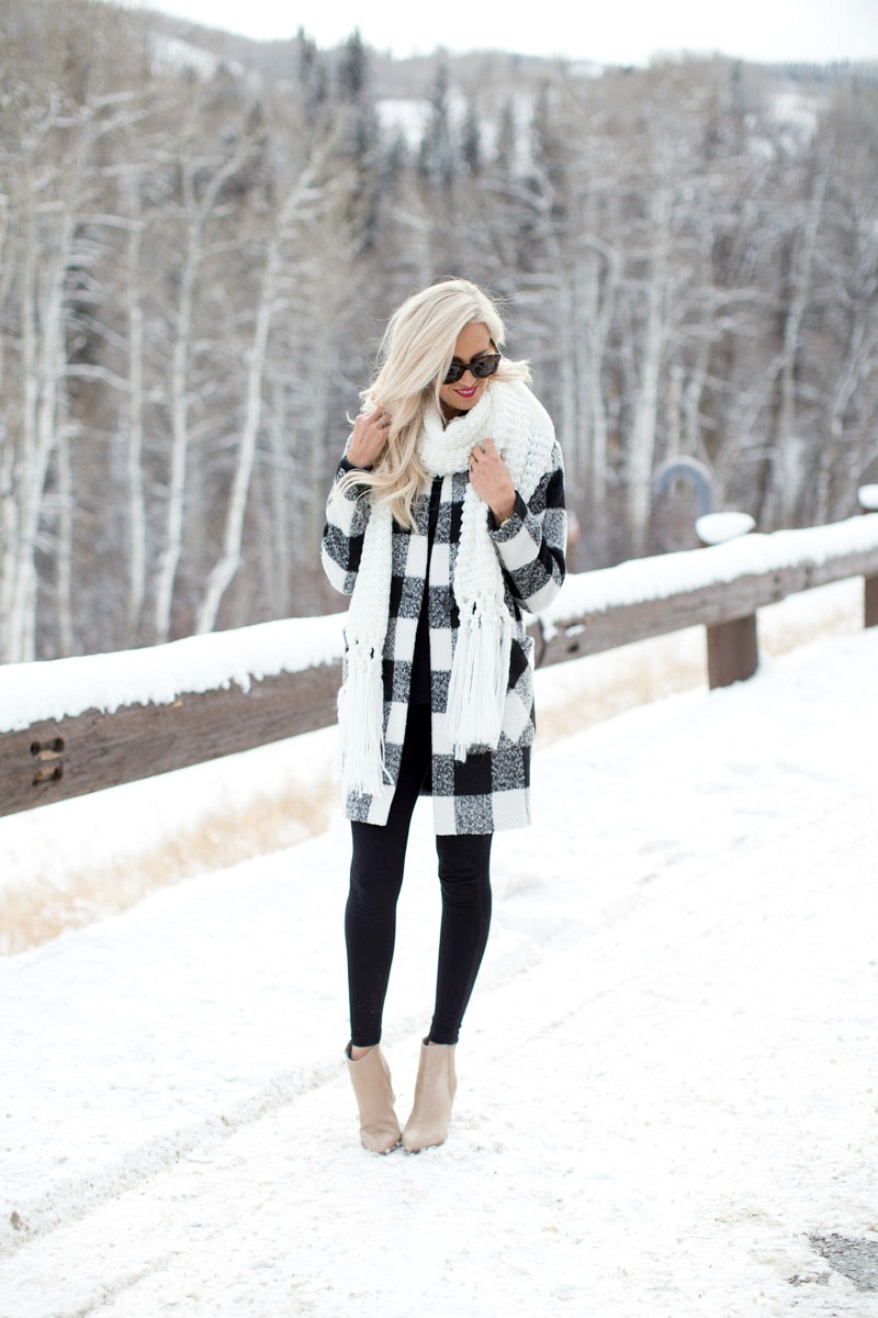 December Snow Day: Cozy Plaid Shacket & Fleece-Lined Leggings