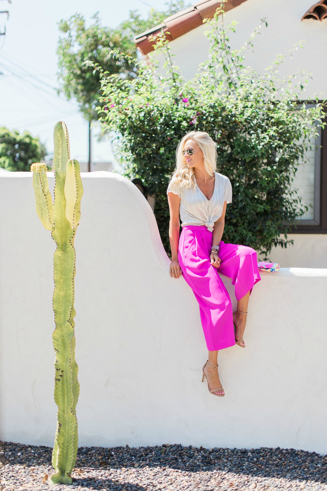 Hot Pink Trousers / Culottes - How to style hot pink pants in