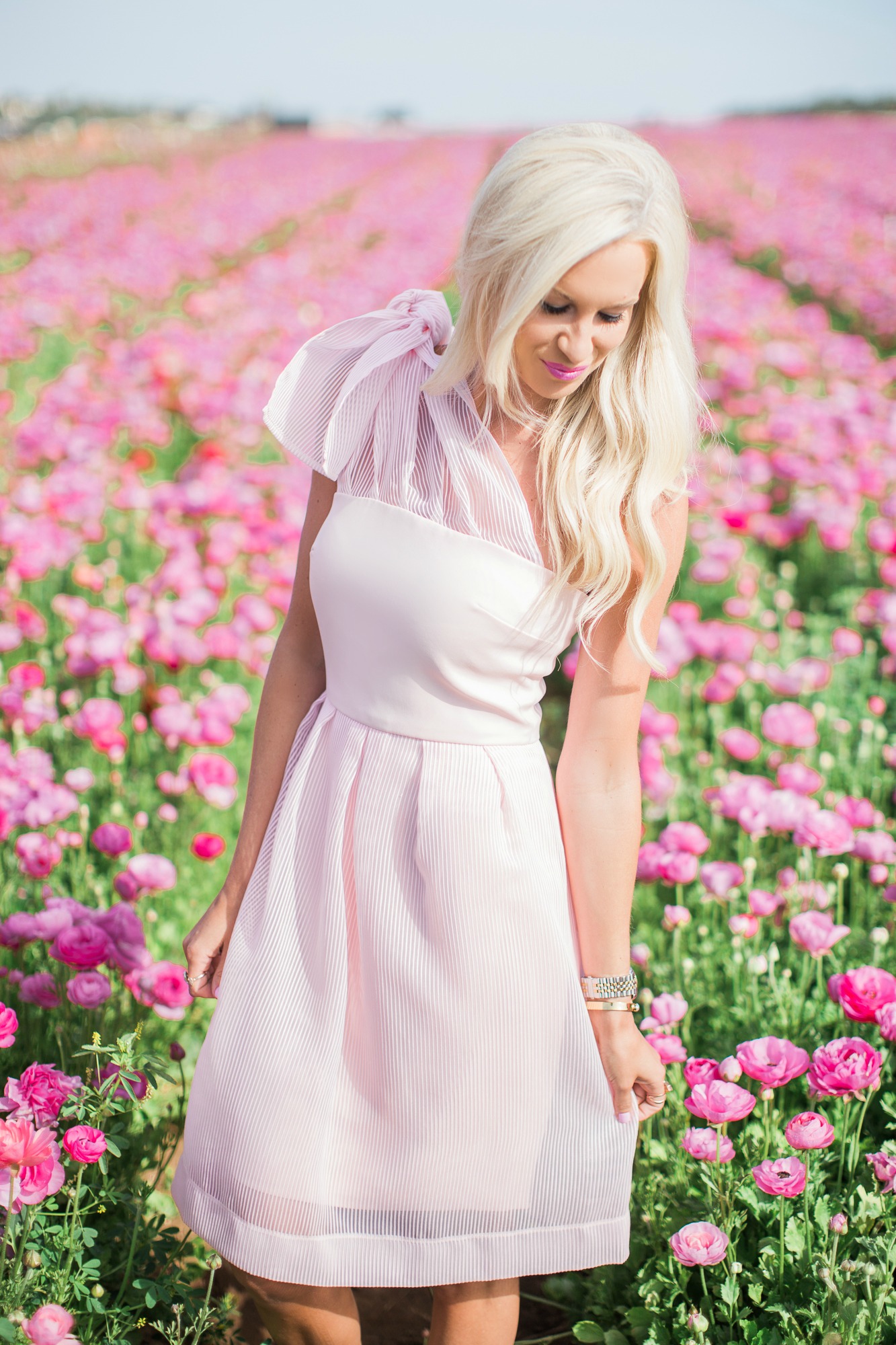Pink Bow Dress + Flower Fields - McKenna Bleu