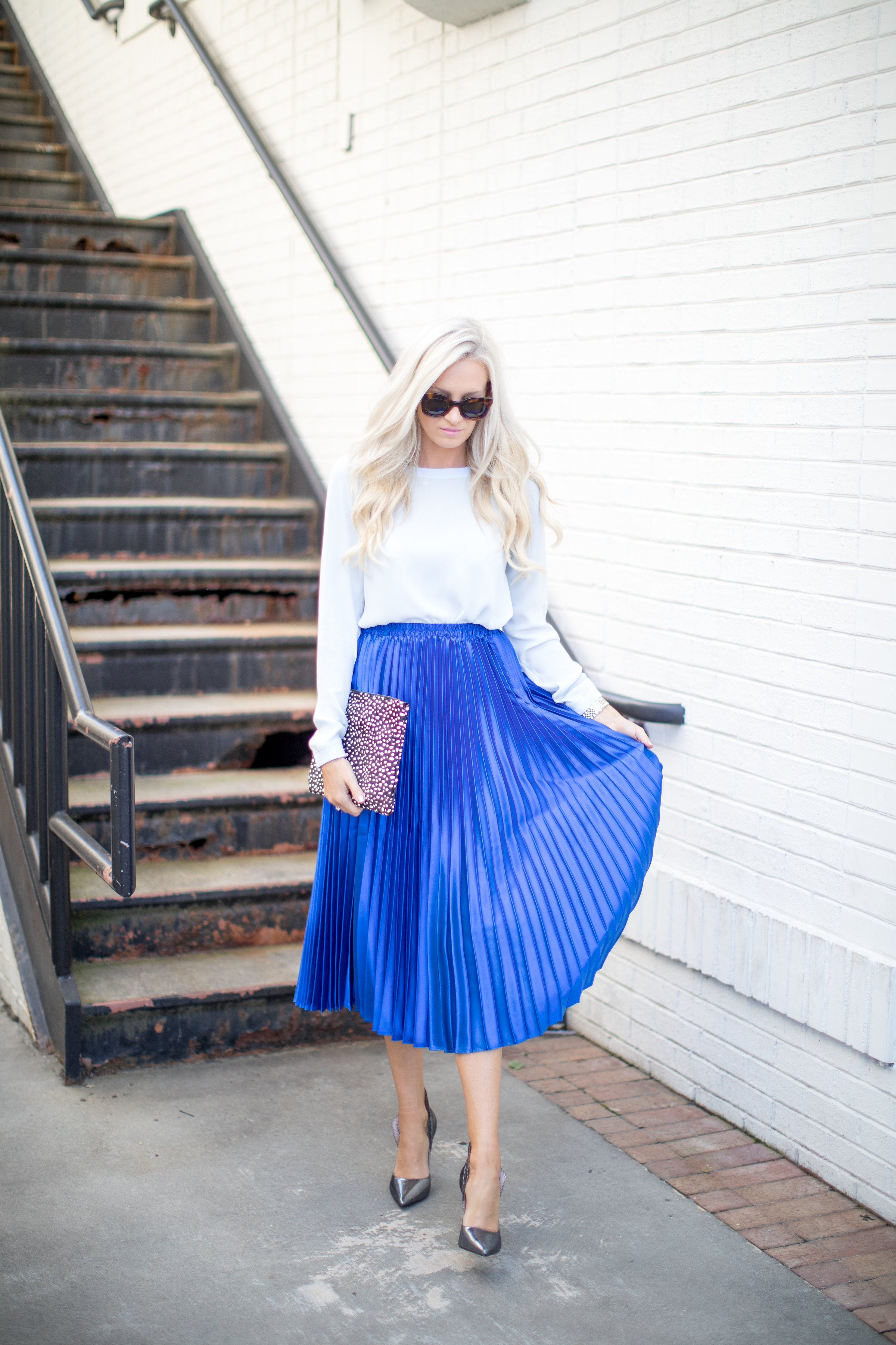 Blue Metallic Skirt - McKenna Bleu